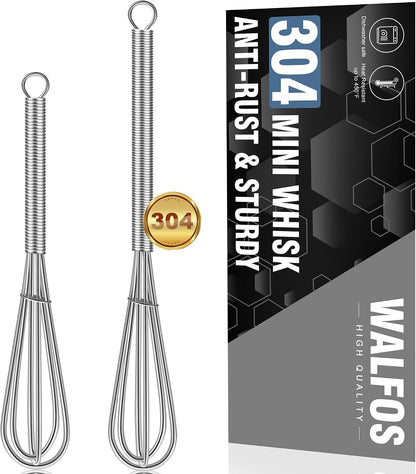 Walfos Silicone Whisk,Stainless Steel Wire Whisk -Heat Resistant 480°F Kitchen Whisks for Non-stick Cookware,Balloon Egg Beater Perfect for Blending,Whisking,Beating,Frothing & Stirring,Black