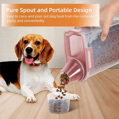 LEAWALK Airtight Small Cat Dog Pet Food Storage Containers BPA Free, with Large Pour Spout/1 Measuring Cup/ 4 Safety Locks and Double-layer Silicone Strip (Olive Gray x 2, 3L-2pack)