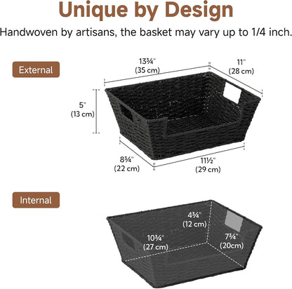 StorageWorks Round Paper Rope Woven Basket for Pantry Organizers and Storage, Stackable Pantry Storage Baskets for Shelves, Brown, 2-Pack