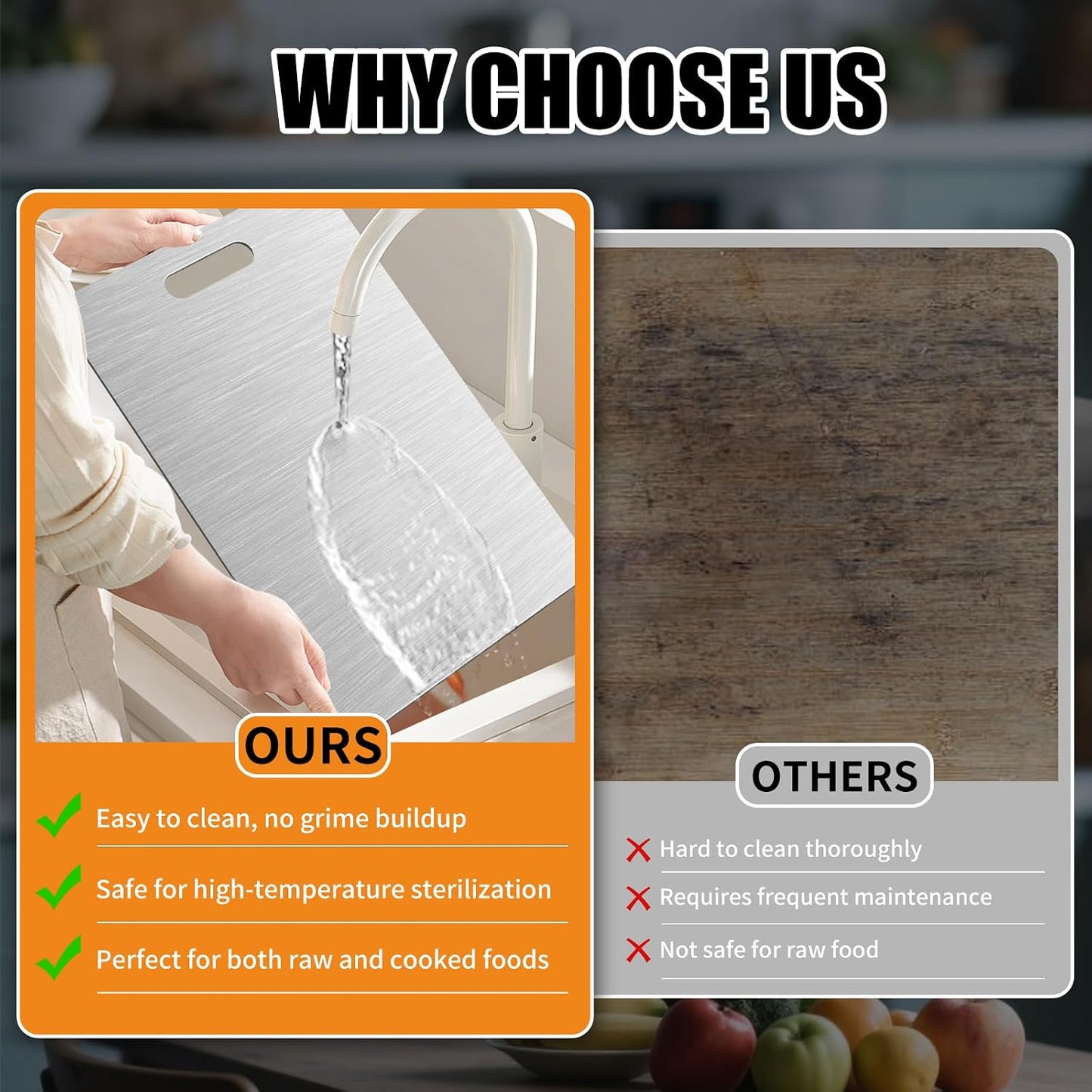 4 Pcs Stainless Steel Cutting Board, Metal Cutting Boards for Kitchen, Dishwasher Safe Chopping Board with Extra Anti-Slip Placemat (17.9"×11.8", 15.3"×11", 13.4"×9", 11.4"×7.8")