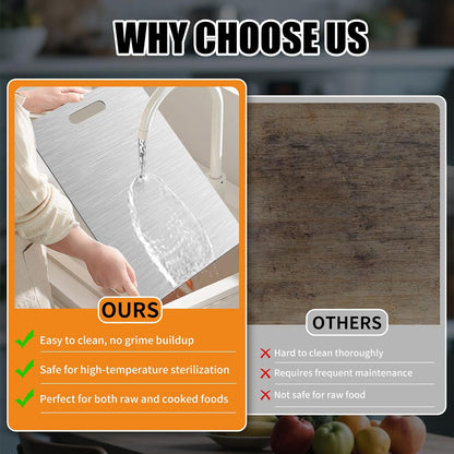 4 Pcs Stainless Steel Cutting Board, Metal Cutting Boards for Kitchen, Dishwasher Safe Chopping Board with Extra Anti-Slip Placemat (17.9"×11.8", 15.3"×11", 13.4"×9", 11.4"×7.8")