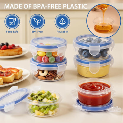 Freshmage Salad Dressing Container to Go, [6 Pack] 2.7 oz Small Condiment Containers with Leakproof Lids for On-the-Go Meals, Reusable Sauce Containers BPA-Free