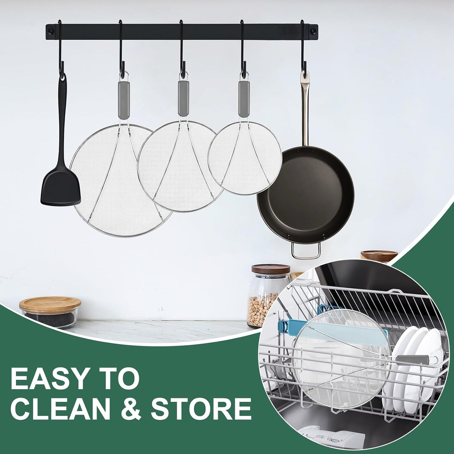 Stainless Steel Splatter Screen for Frying Pan - 9.8" 11.4" 13" Ultra Fine Mesh Grease Splatter Guard, Hot Oil Splatter Guard Shield Grease for Cooking, Kitchen Splash Guard to Prevent Oil Splatter