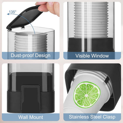 MYITYARD Cup Dispenser, Pull Type Wall Mount Cup Holder for Water Cooler Fit 3oz-5oz Disposable Paper and Plastic Cups, Bathroom Mouthwash Cup Dispenser for Home, Office, Gym, Hospital (White)