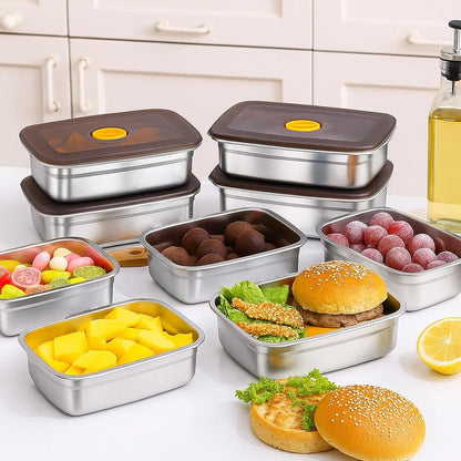 10 Pack Stainless Steel Food Storage Containers with Airtight Leak-Proof Lids, 34oz Reusable Meal Prep Lunch Boxes, Freezer & Dishwasher Safe Metal Containers for Leftovers & Snacks