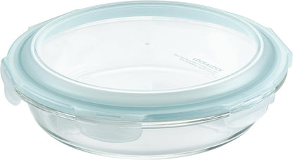 LOCK & LOCK LocknLock Purely Better Glass Round Pie Baking Dish/Food Storage Container with Lid, 9.5 Inch, Clear