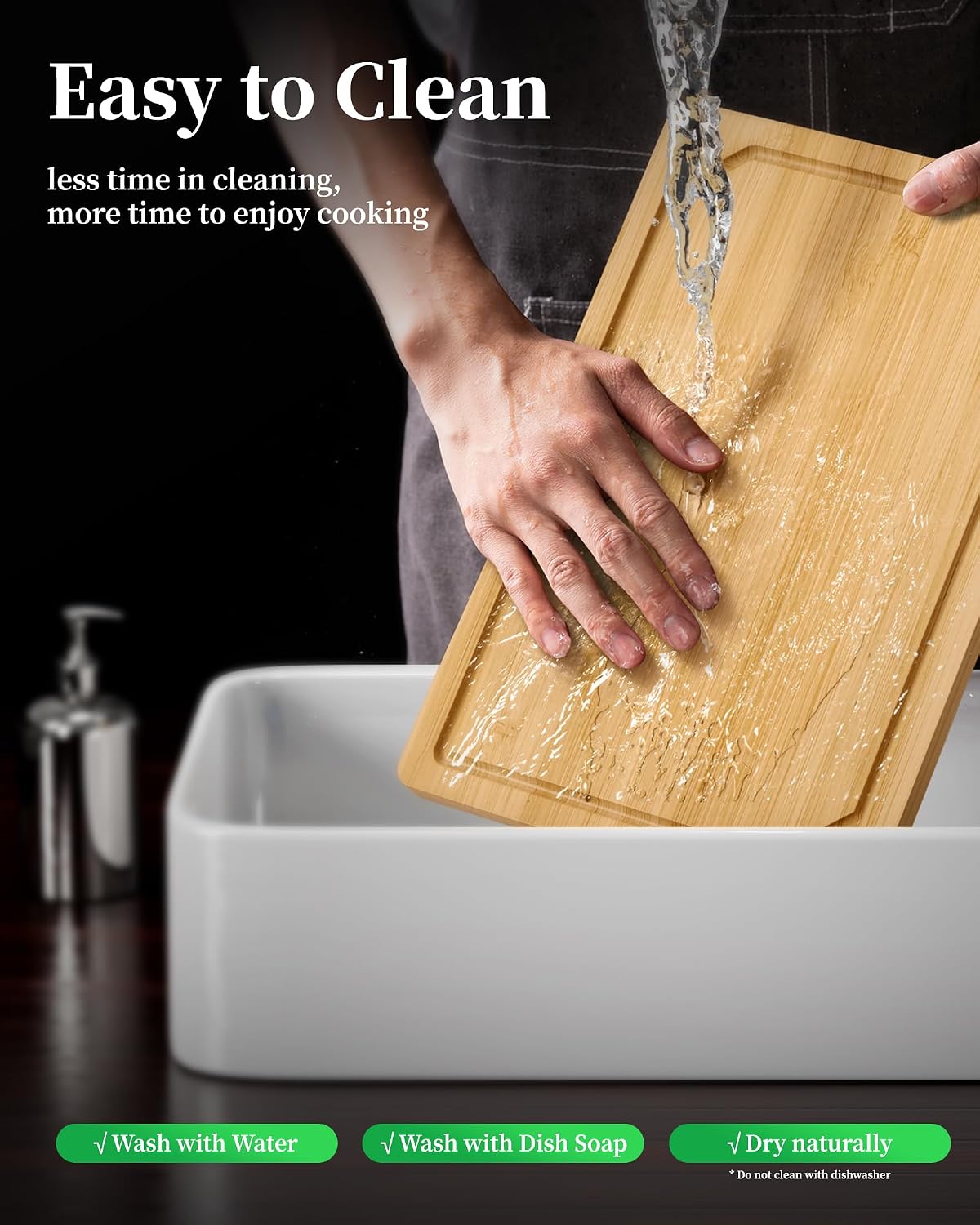 Kitsure Bamboo Cutting Board Set - Multi-Sizes Wooden Cutting Boards for Kitchen, Convenient Kitchen Essentials with Deep Juice Grooves, Cutting Board for Chopping & Serving, 2 Pack, Natural
