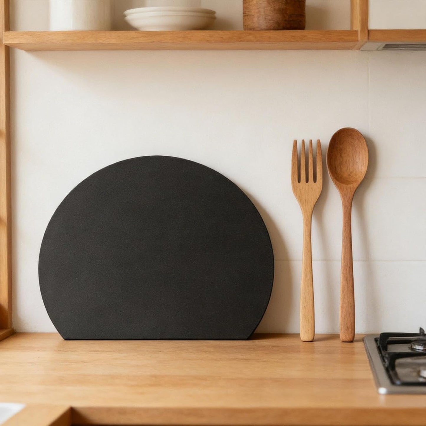 Cutting Mat, Non-Slip, Scratch-Resistant, D-Shaped, Flexible, Made of TPU, for The Kitchen, Black L
