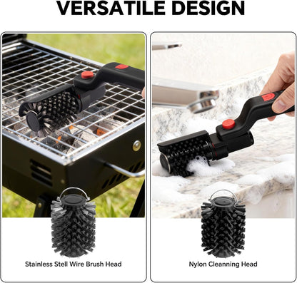 XUDAKAIXIN Electric Grill Brush – No Bristle Shedding, High Torque with 3-Speed Modes, 2026 Upgraded Rechargeable & Adjustable-Angle Grill Cleaner, Gifts for Men/Dad