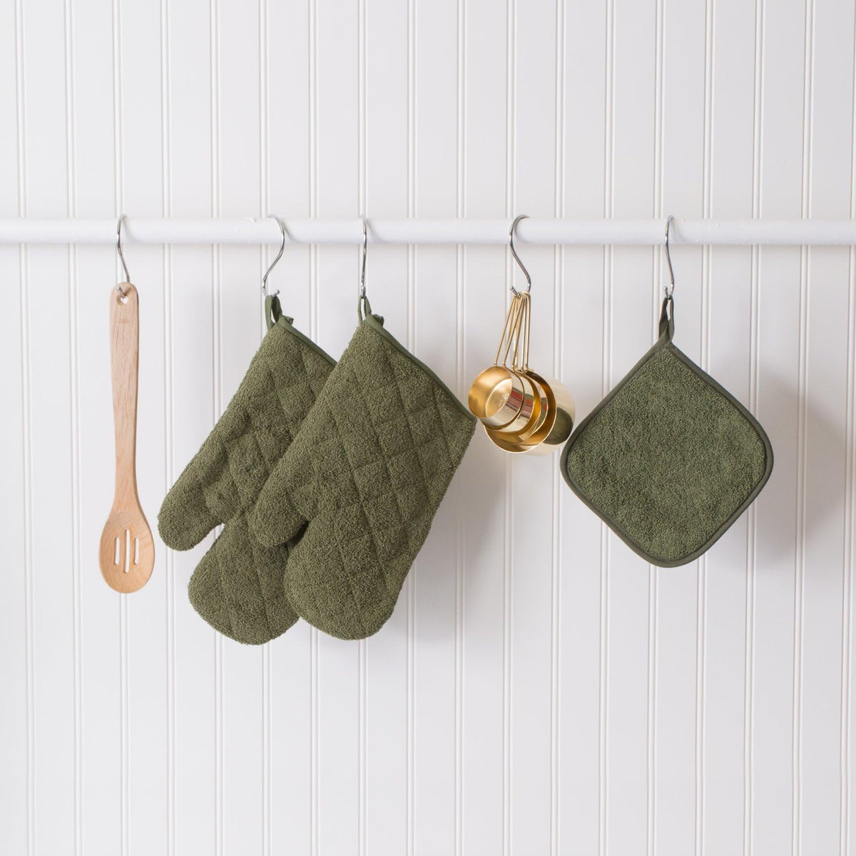 DII Basic Terry Collection 100% Cotton Quilted, Oven Mitt, Brown, 2 Piece
