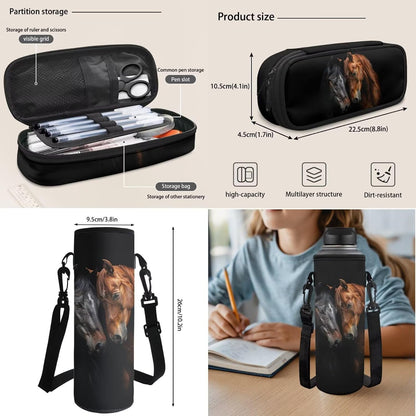 Cute Capybara Pizza Backpack for Girls, 5 Pcs Boys School Bag Set for Kids, 17 Inch Backpacks Lunch Pencil Box Reusable Utensils Case Set for Middle Elementary School, 3rd Grade Backpack