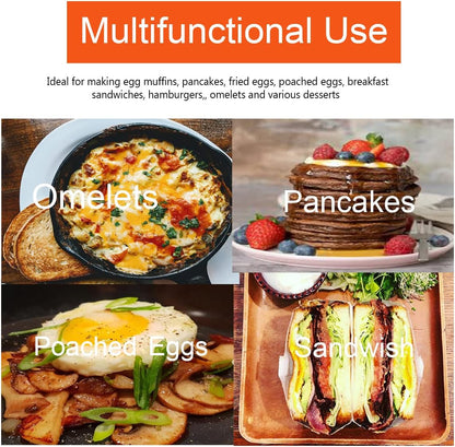 2 Packs 8" Large Omelette Ring for Griddle,8 Inch Stainless Steel Non-stick Omelet Ring, Round Pancake Rings Griddle Omelet Rings with Silicone Handle Grill Oil Brush & Egg Separator