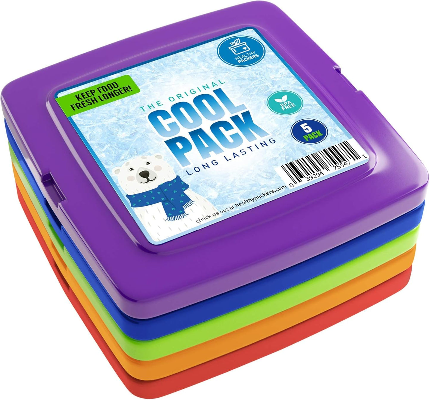 Healthy Packers® Reusable Ice Packs for Lunch Boxes Kids and Adults | Long‑Lasting Thin Freezer Packs for Coolers, Bento Boxes, Lunch Bags, Travel, School Meals, Meal Prep (10-Pack | Square)