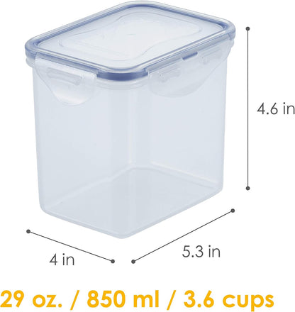 Lock & Lock Easy Essentials Food Storage Bin Set for Pasta, Flour, Sugar/Airtight Container Lids/BPA-Free/Dishwasher Safe, 8 Piece - Clear