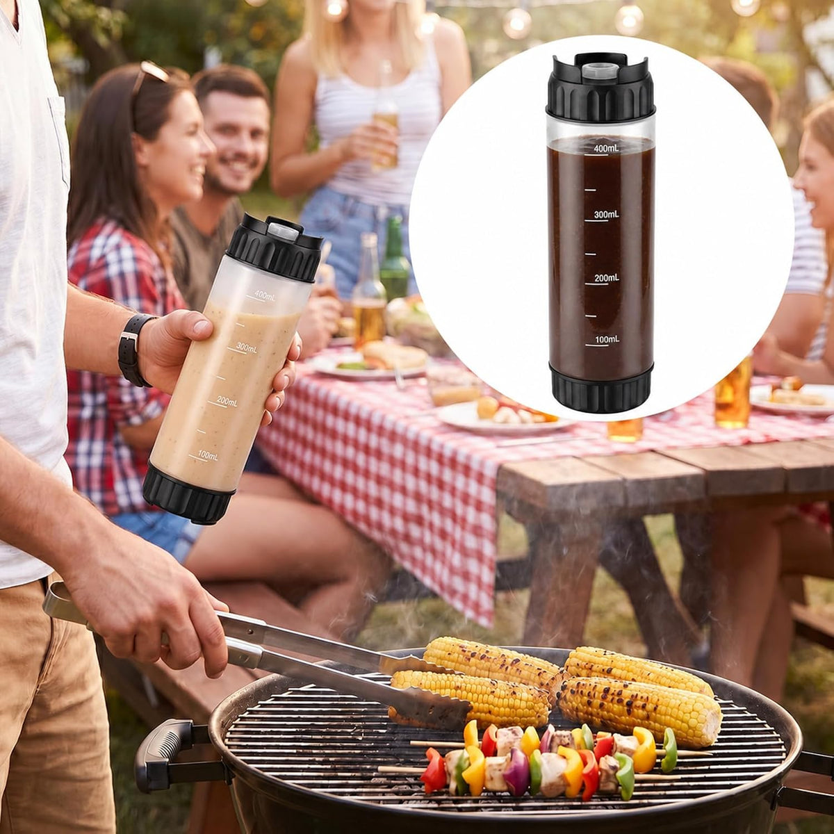 2 Pcs 16 oz Inverted Squeeze Bottles, Valve Condiment Dispenser (Black)