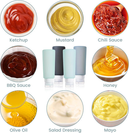MICEBAY 2 oz Condiment Squeeze Bottles, Leakproof Salad Dressing Container