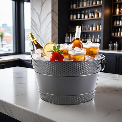 Ice Bucket for Parties Galvanized Beverage Tub, Drink Buckets Galvanized Bucket with Handles for Wine Beer Champagne Cocktails for Catering Bars (Copper-1PC)