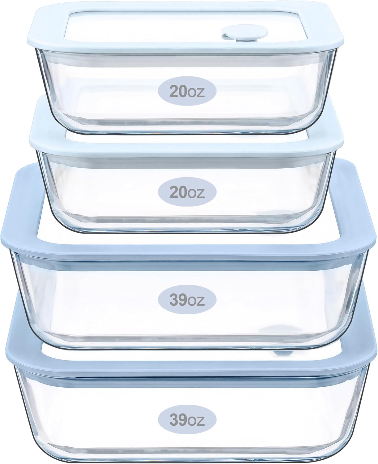Urban Green Glass Food Container Set with Glass Lid, 5 Pack, Meal Prep Containers with Silicone Framed Airtight Lid, Leakproof, 100% Plastic Free