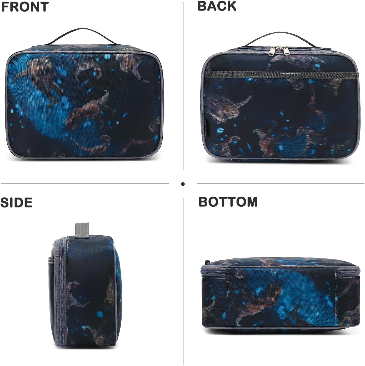 FlowFly Kids Lunch box Insulated Soft Bag Mini Cooler Back to School Thermal Meal Tote Kit for Girls, Boys, Black