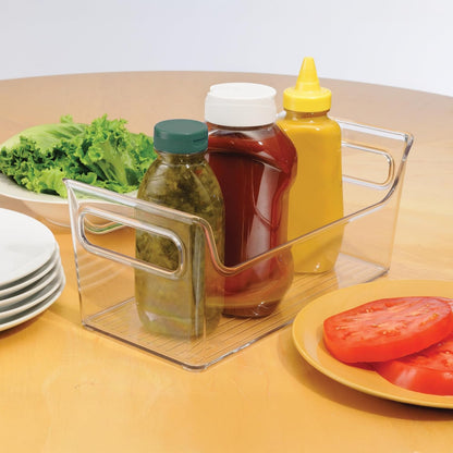 iDesign Plastic Condiment Organizer with Handles, Set of 2, Clear | For Fridge, Made in USA