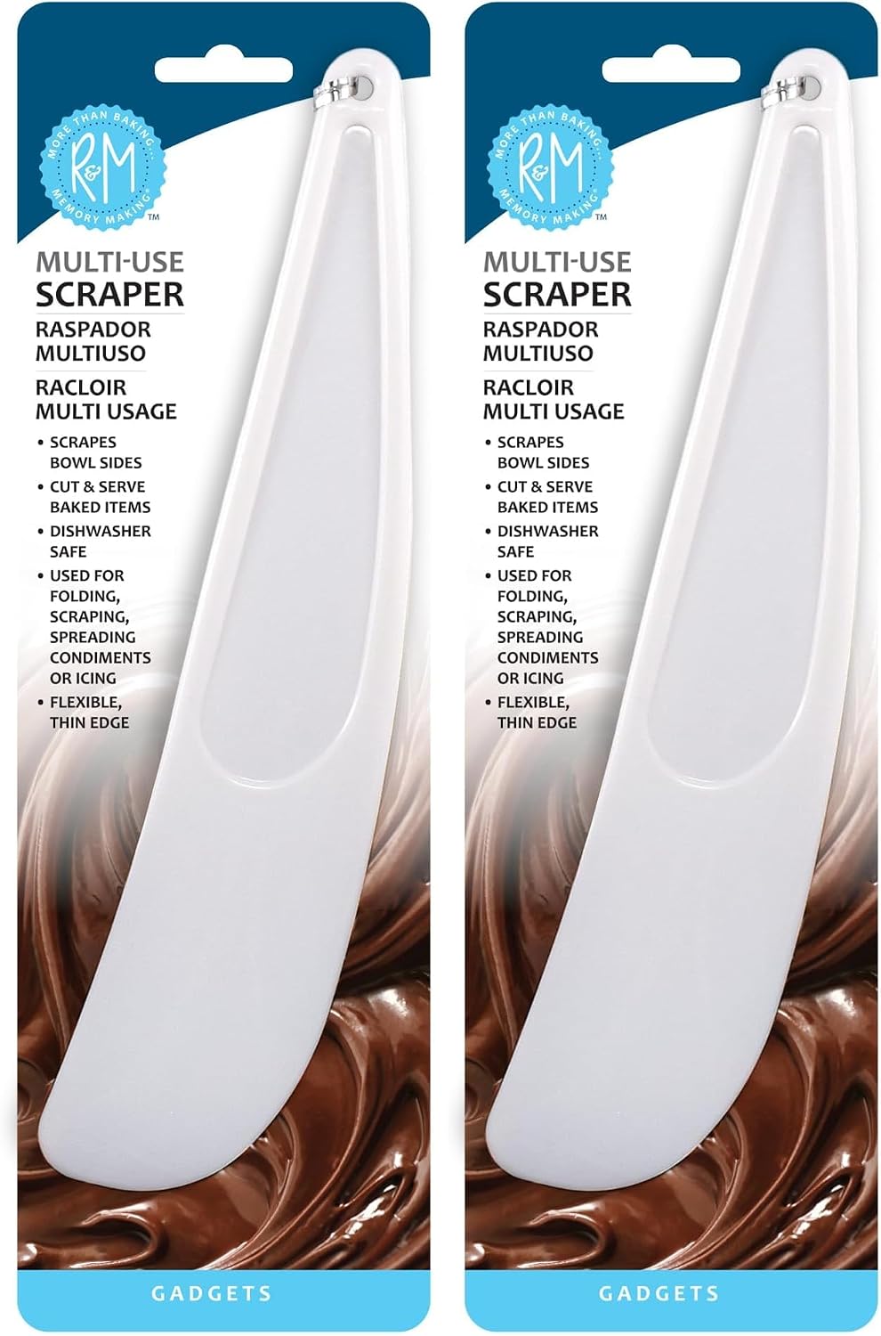 R&M Bowl Scraper Spatula 10.75" – Plastic Baking & Mixing Tool for Scraping Dough, Batter & Bowls