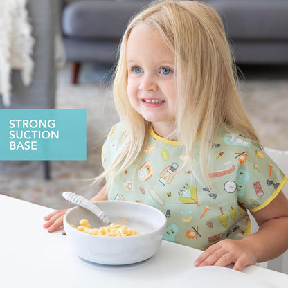 Bumkins Baby Bowl, Silicone Suction, for Babies, Toddlers and Kids, Baby Led Weaning, Feeding Essentials, Platinum Silicone, Non Skid Sticky Bottom, Supplies for Children Ages 6 Months Up, Gray