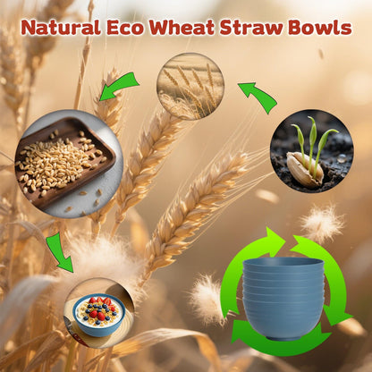 Wrova Wheat Straw Bowls for Kitchen set of 6,Anti-Scald Thick Soup Bowls 40oz,Microwave and Dishwasher Safe Bowl Sets, Unbreakable Cereal Bowl Sets. Vibrant Series