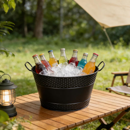 2PCS Beverage Tub Large Ice Bucket For Parties, Thick Metal Galvanized Tub Drink Buckets, Beverage Bucket with Handles, Drink Bucket for Indoor & Outdoor Party (Sliver)