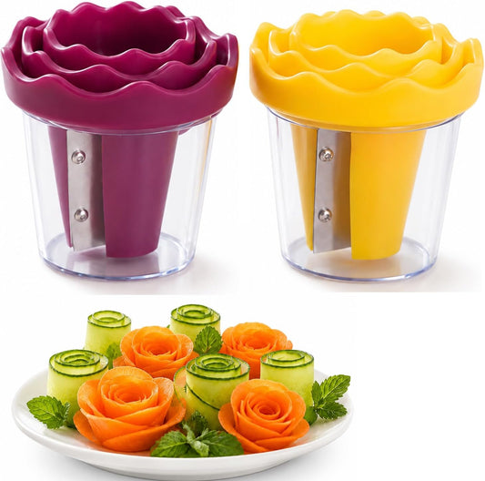 Manual Vegetable Spiralizer and Curler for Rose Flower Carving，SET C