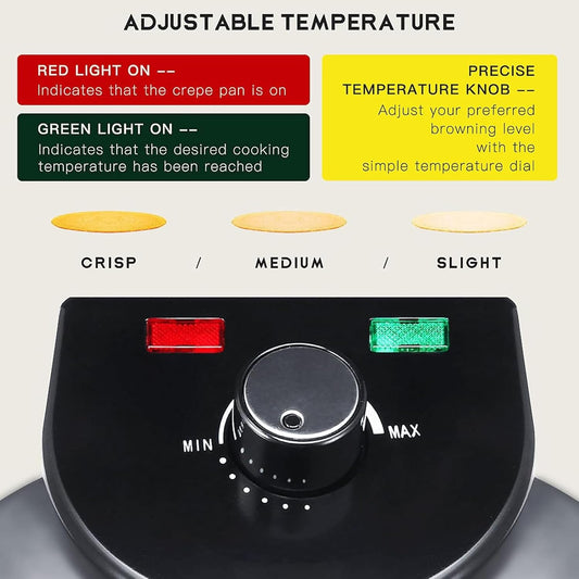 Electric Maker, 1800W Double-Sided Heating Flatbread Press with Adjustable Temperature, Non-Stick Hot Plate for Pancakes, Omelettes, Chapati, Roti