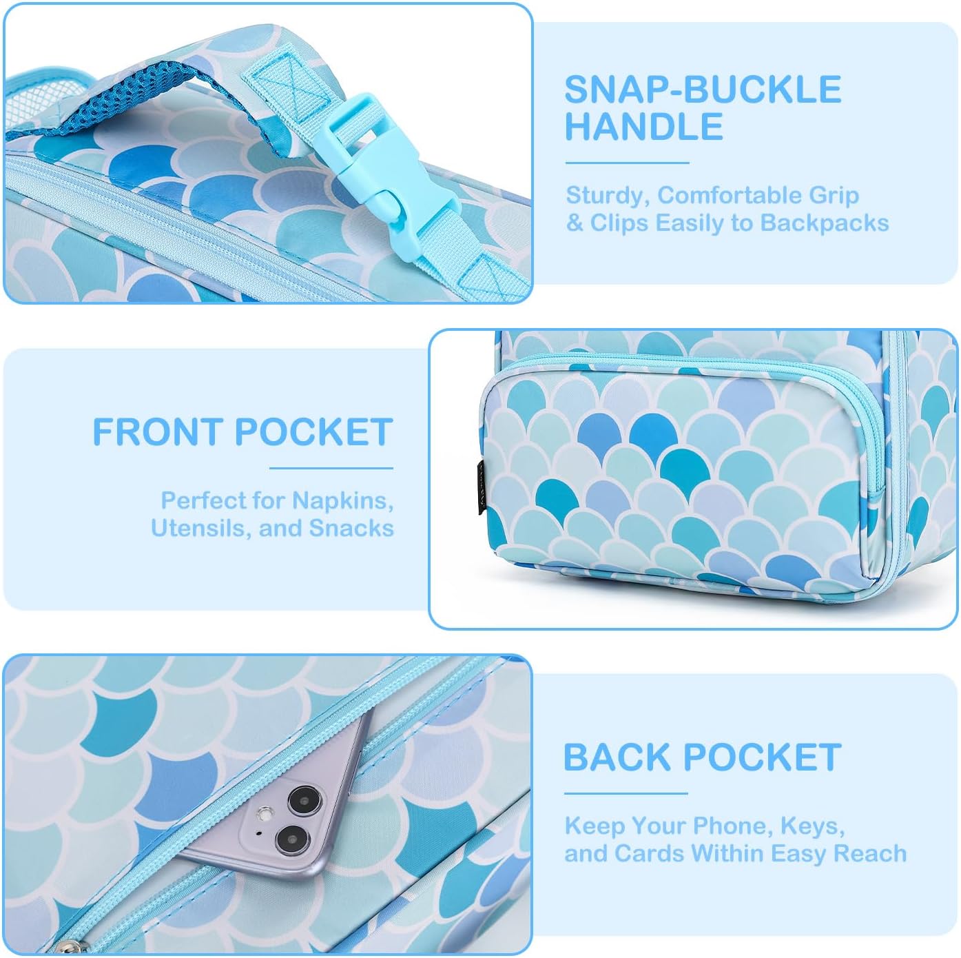 FlowFly Kids Lunch box Insulated Soft Bag Mini Cooler Back to School Thermal Meal Tote Kit for Girls, Boys, Astronaut - Colors B