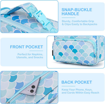 FlowFly Kids Lunch box Insulated Soft Bag Mini Cooler Back to School Thermal Meal Tote Kit for Girls, Boys, Astronaut - Colors B