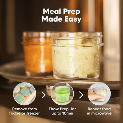 KeaBabies 12pk 4oz Glass Baby Food Containers with Lids - Leak-Proof, Microwavable Small Glass Jars, Baby Purees & Toddler Snack Storage Containers, BPA-Free, Dishwasher & Freezer Safe (Musk Dusk)