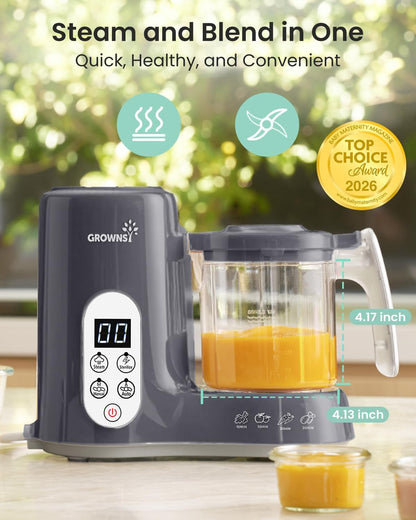 Grownsy Baby Food Maker, Steamer & Blender Baby Food Processor, White