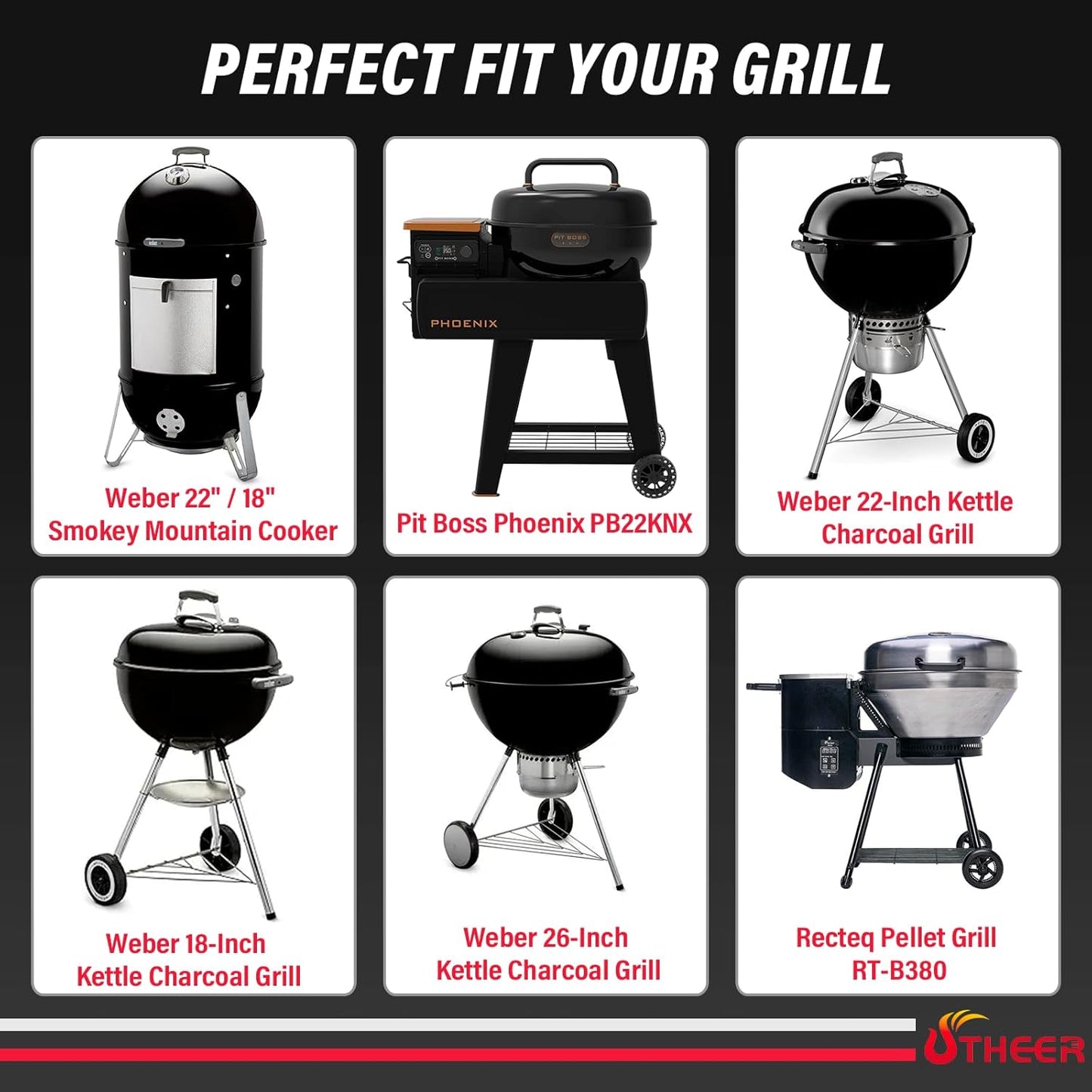 Upgraded Grill Table for Weber Kettle 22"/18"/26", Master Touch 22", Smokey Mountain, Recteq Pellet Grill RT-B380, Prep Station with Cutting Board, Basin, 4 Hooks, Shelf for Weber Kettle Accessories