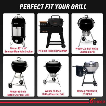 Upgraded Grill Table for Weber Kettle 22"/18"/26", Master Touch 22", Smokey Mountain, Recteq Pellet Grill RT-B380, Prep Station with Cutting Board, Basin, 4 Hooks, Shelf for Weber Kettle Accessories