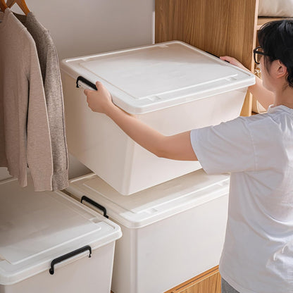 3 Extra Large Storage Bin with 4 Quiet 360° Swivel Casters - 55cm Heavy Duty Organizer with Snap-On Lid, Dust-Proof Moisture-Proof, Stackable Design for Living Room, Bedroom, Study