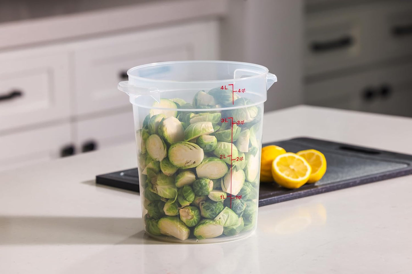 Cambro Food Storage Containers with Lids (BPA-Free) - 4 Quart - Food Grade Buckets with Lids (4 Pack) - For Dough Proofing and Brining (Translucent)