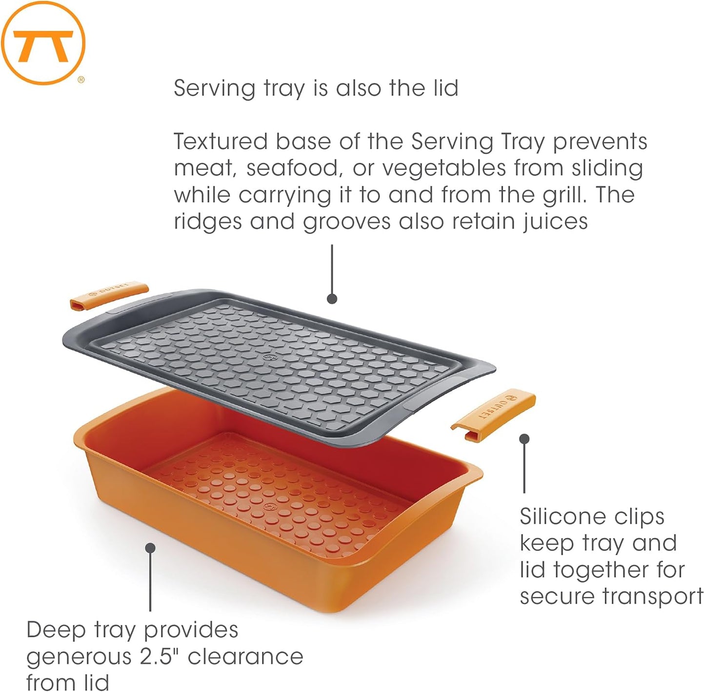 Outset Marinating Tub and Serving Tray Set, Prep and Carry BBQ Accessory Set