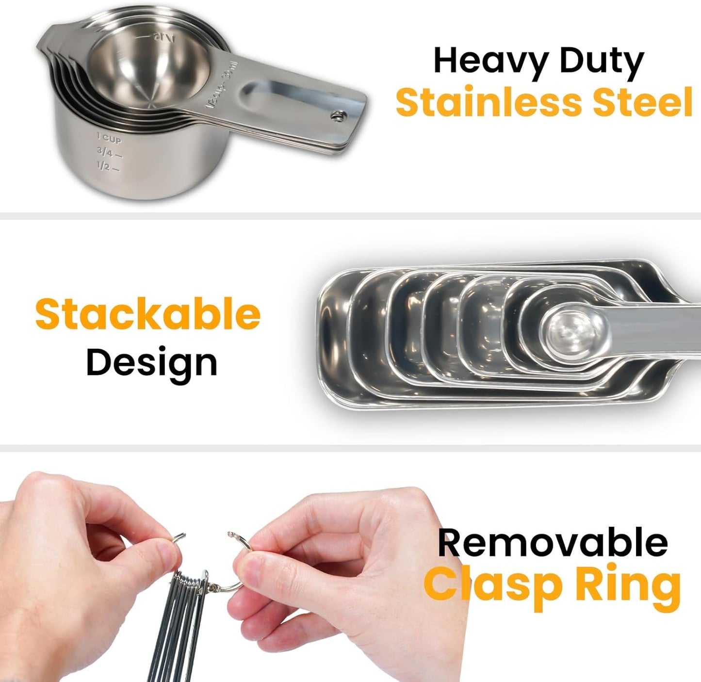 35PCS Stainless Steel Measuring Cups and Spoons Set, 7 Nesting Measuring Cups, Round & Rectangular Spoons with Clear Engraved Markings, 2-Pack Mini Spoon Sets with Leveler for Precise Cooking & Baking