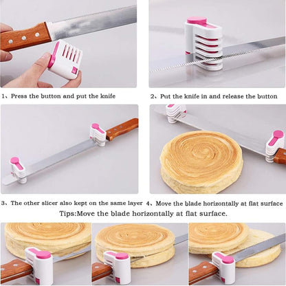 T TOVIA 2 Sets Cake Slicer Tool & Cake Leveler 5 Layers Adjustable - Green