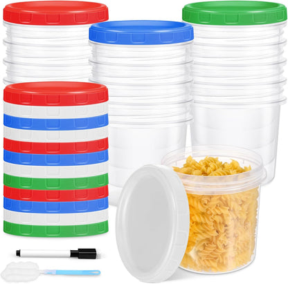 Freezer Storage Containers, 16 Pack 10 oz Plastic Food Storage Containers with Twist Top Lids, Meal Prep Containers for Soup Snack Fruit, BPA Free, Leakproof, Microwave & Dishwasher Safe