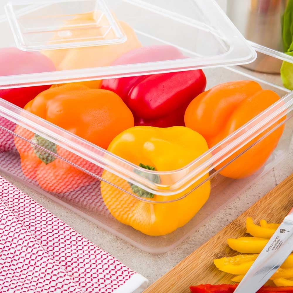 Restaurantware-2.5 Inch Deep Food Pans, 1 1/6 Size Commercial Food Storage Container - Freezable, Break-Resistant, Clear Plastic Cold Pans, Dishwashable, For Kitchens, Restaurants, Or Cafeterias