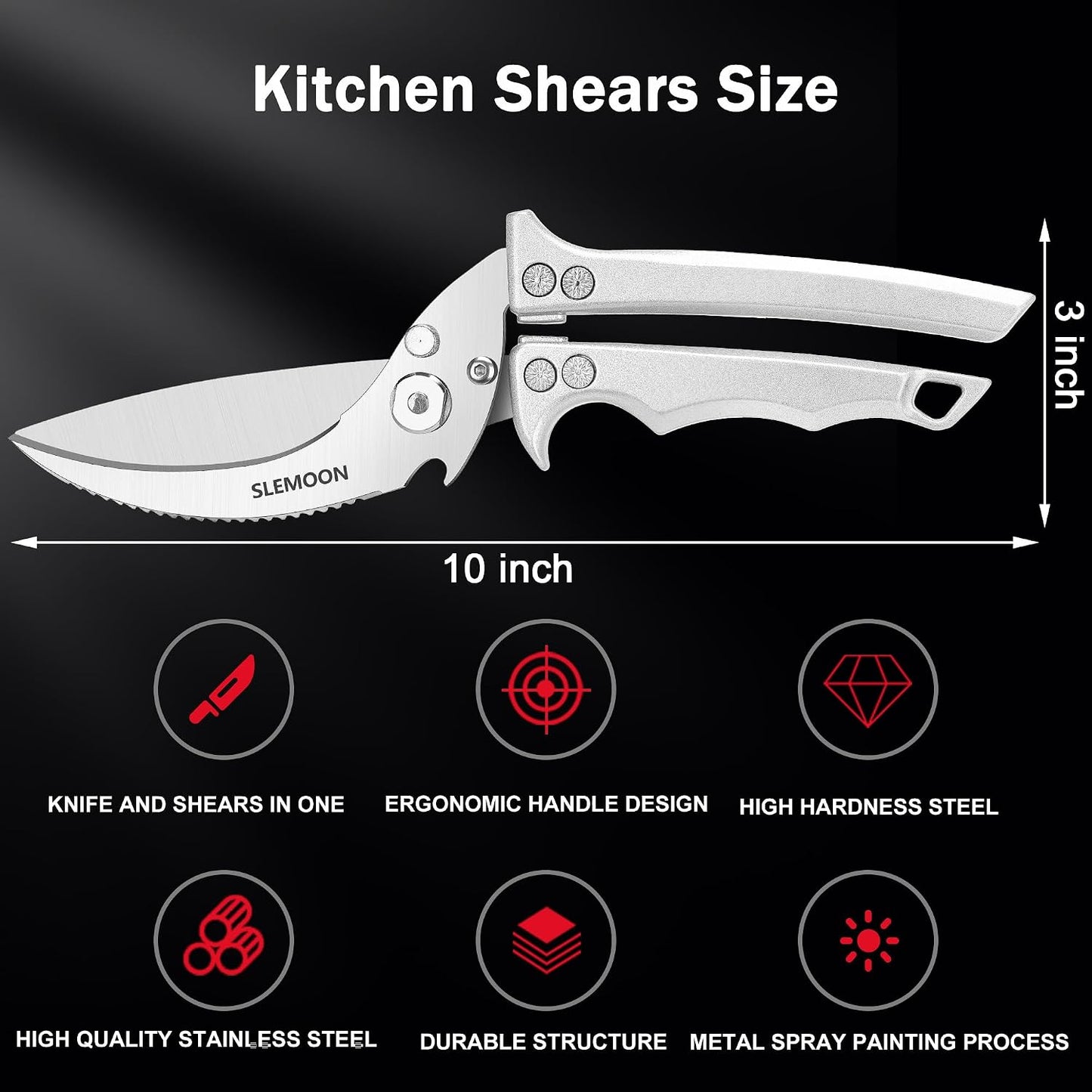 Heavy Duty Kitchen Shears for Food,Silver Kitchen Scissors | Dishwasher Safe and Food Stainless Poultry Shears for Chicken Turkey Thanksgiving,Gift Box