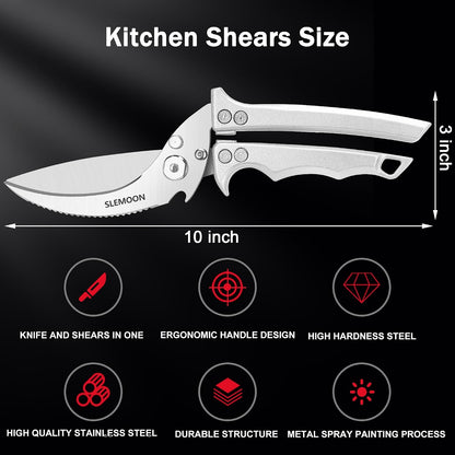 Heavy Duty Kitchen Shears for Food,Silver Kitchen Scissors | Dishwasher Safe and Food Stainless Poultry Shears for Chicken Turkey Thanksgiving,Gift Box