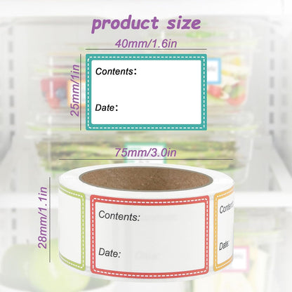 Removable Freezer Labels, 1 X 1.6in Food Date Stickers for Food Containers 1000pcs Refrigerator Food Storage Labels Kitchen Freezer Tape to Write On No-Residue Easy Peel Off