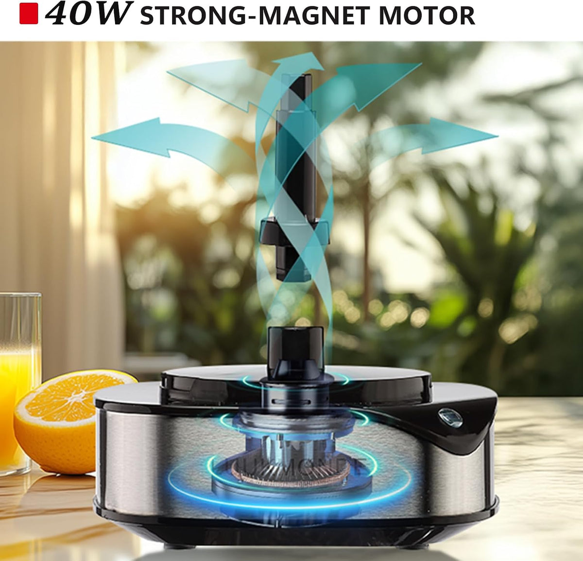 Luukmonde Electric Citrus Juicer 1.2L Large Volume, Orange Juicer with Powerful Motor and LED Working Lamp, Electric Lemon Squeezer for Orange Lemon Lime Grapefruit, Black