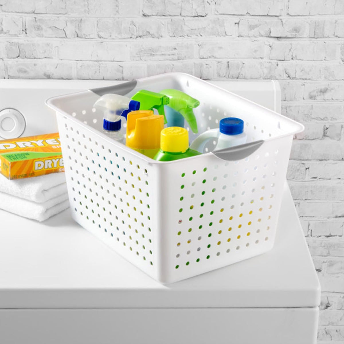 Sterilite 6-Pack Medium Ultra Basket, Open Top Plastic Storage Organizer, White - Classic Baskets for Organizing Countertops, Pantry Shelves, Kitchen Cabinets, Laundry Rooms or Home Offices