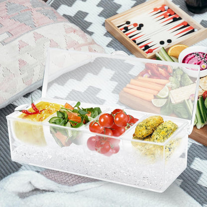 Condiment Tray, Garnish Tray for Bartenders, Fruit Tray for Bar & Bar Fruit Tray, Bar Caddy & Condiment Caddy, Garnish Serving Caddy for Home Bar, Parties & Bartending (4 Compartments)