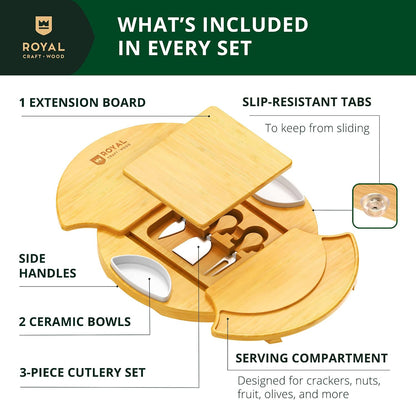 ROYAL CRAFT WOOD Premium Bamboo Charcuterie Board Set - Cheese Platter & Serving Tray & Serving Utensils - Perfect Housewarming Gift, Wedding, Bridal Shower Gift - Ideal for Entertaining and New Home
